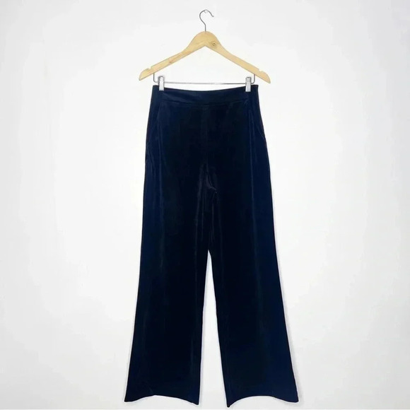 Bishop + Young Black Wide Leg Velvet Pants Size Small - Picture 5 of 6
